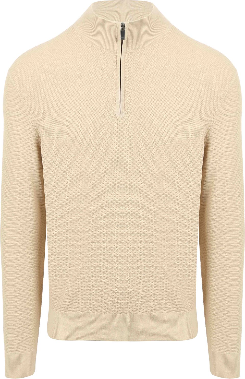 Passar Struktur Half Zip Tröja Sand Beige Off-White Storlek