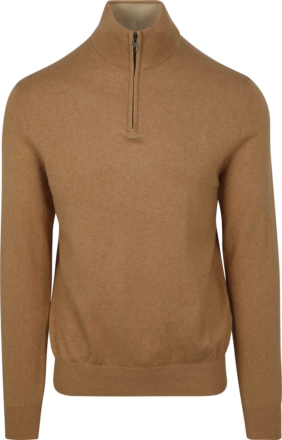 Halfzip Tröja Bomull Kashmir Kamel Brun Beige