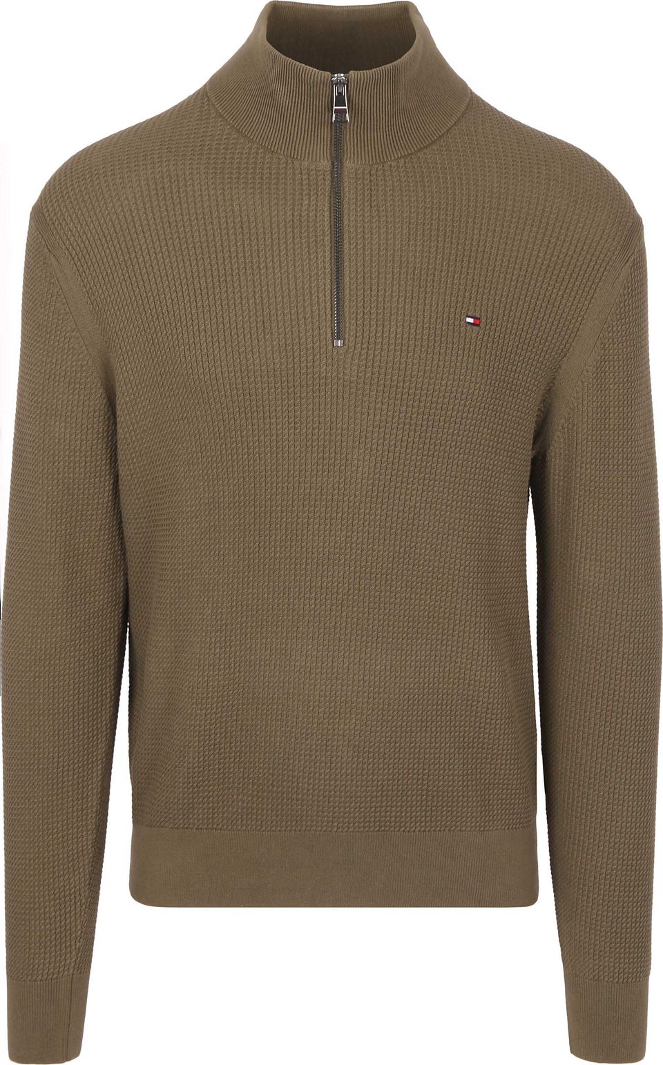 Half Zip Kabel Pullover Olivgrön Grön Storlek