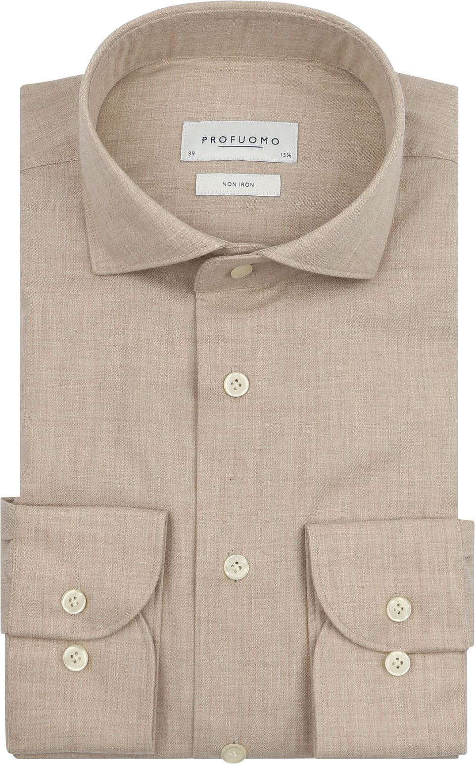 Skjorta i Peachad Twillflanell Beige Storlek
