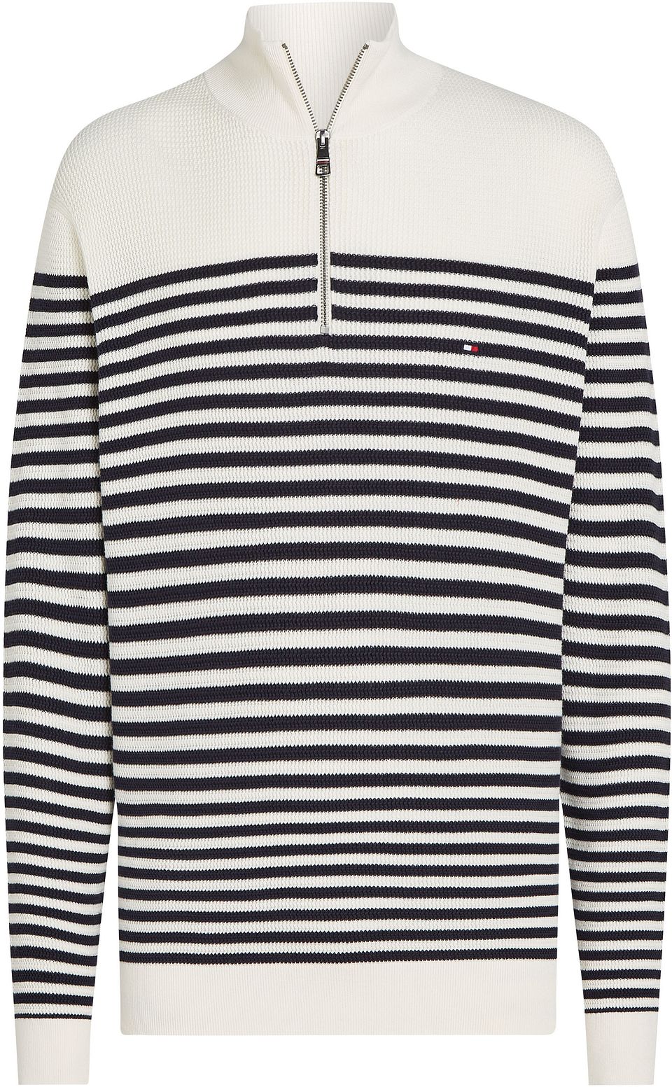 Half-Zip Racking Structure Randig Marinblå Blå Mörkblå Vit Off-White Storlek