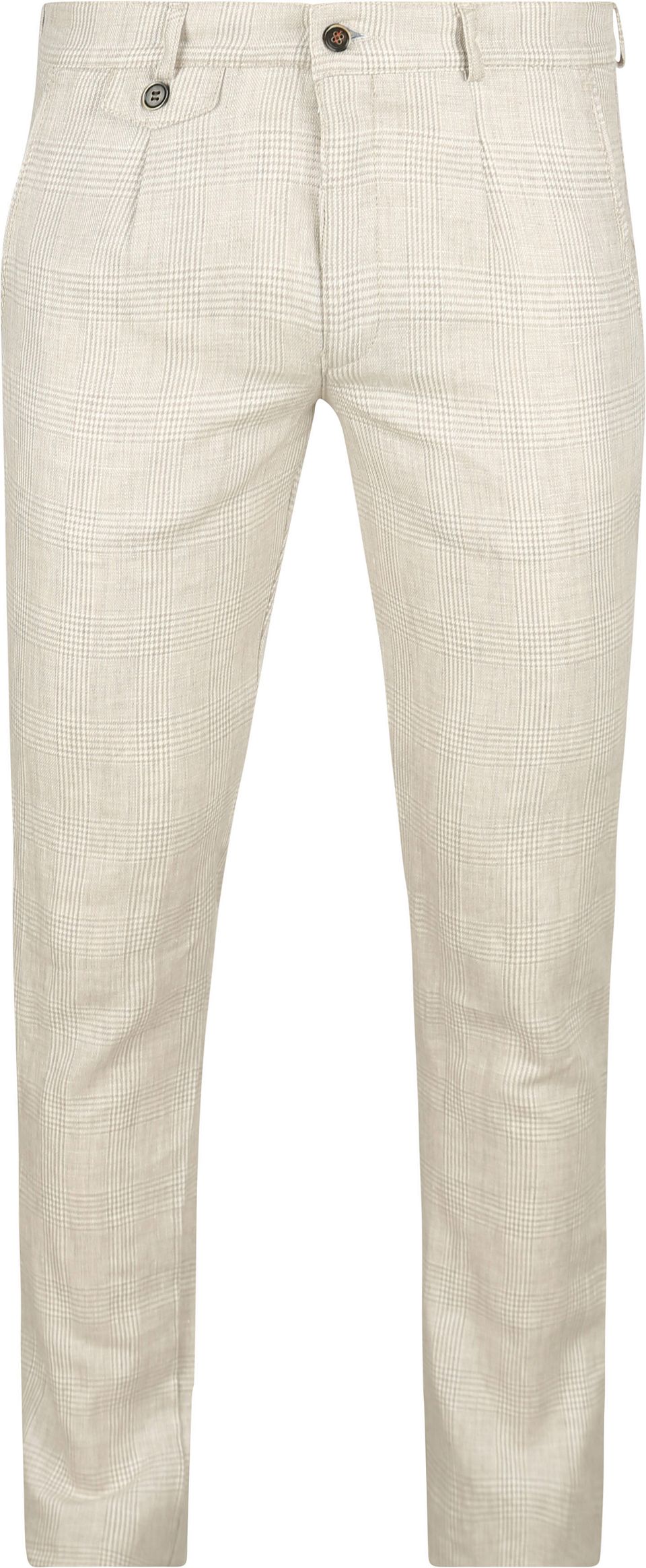 Chino Linneblandning Rutig Beige Storlek