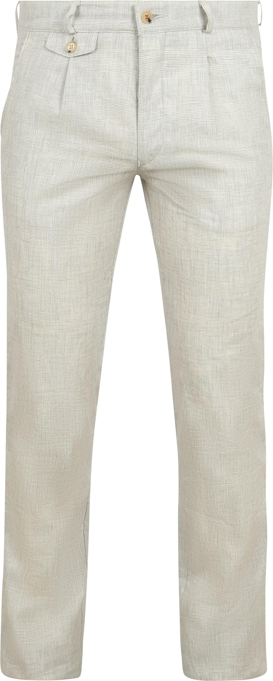 Chino Pico Pleat Bomull Linne Glencheck