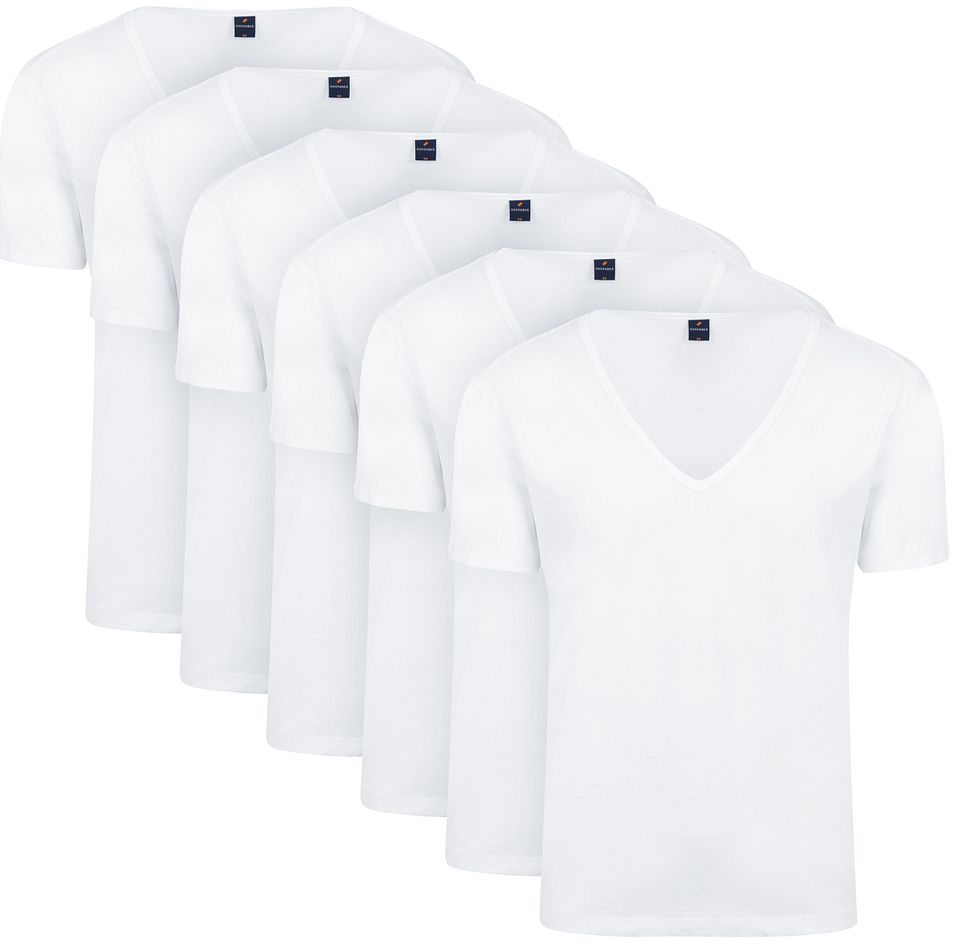Vitaru T-shirt Djup V-hals 6-pack Vit Storlek