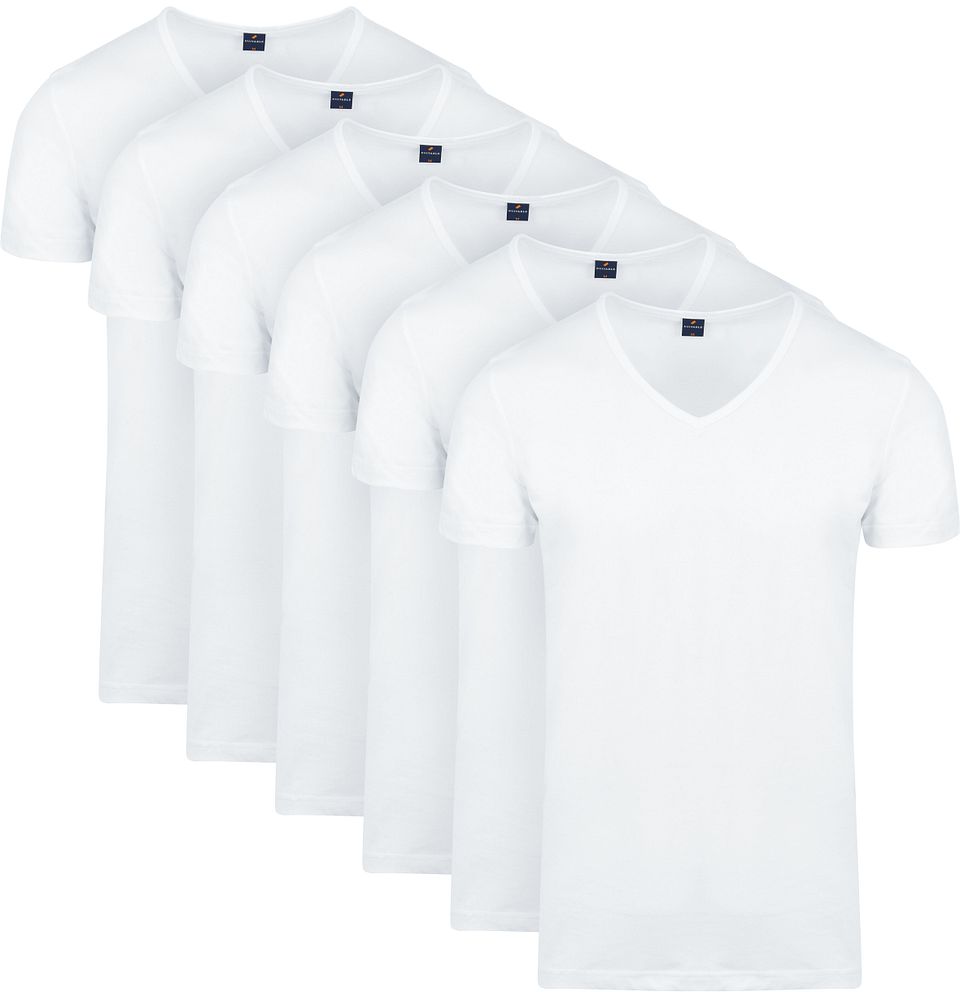 V-ringad T-shirt, vit (6-pack) Vit Storlek