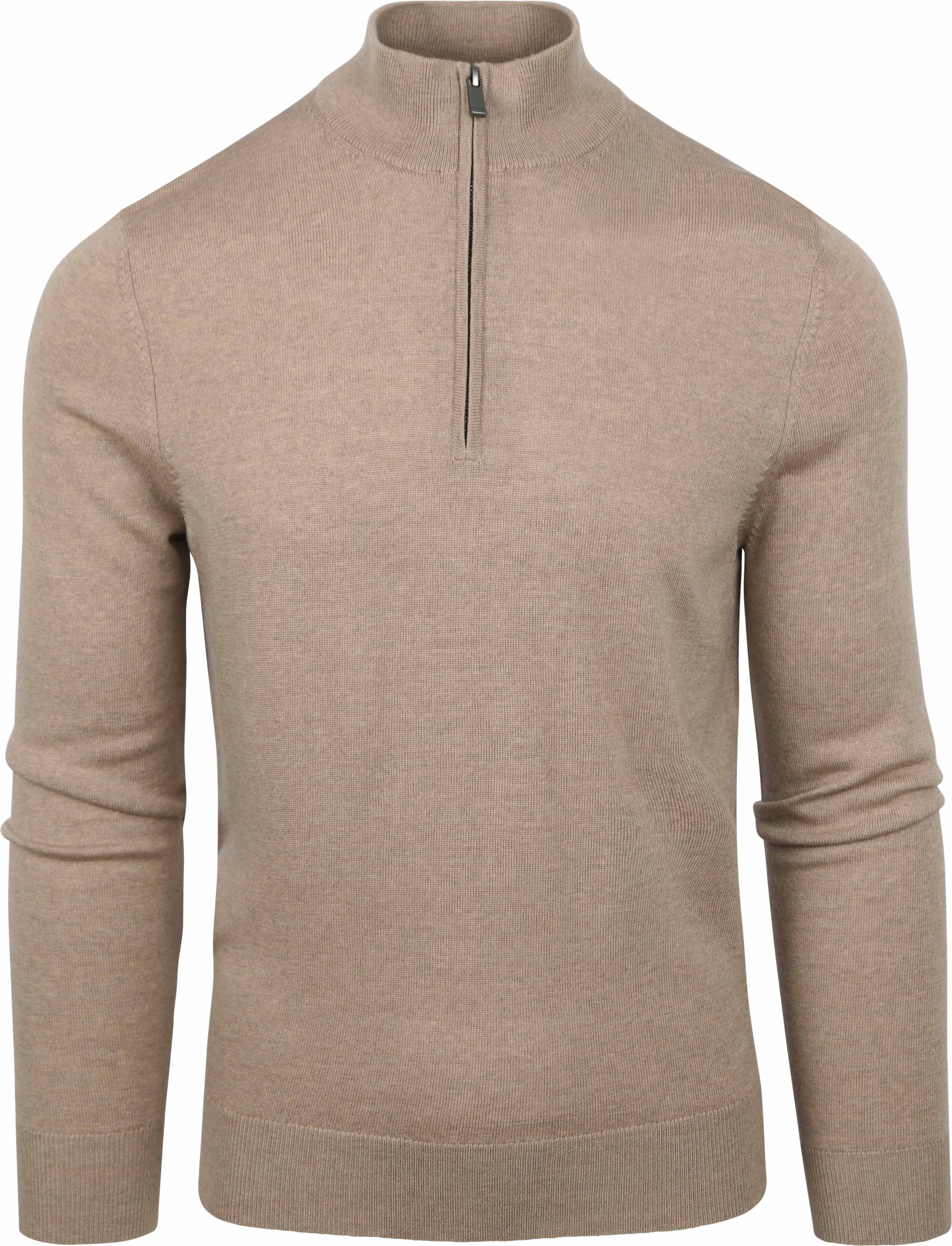 Merino Half Zip Trui Beige