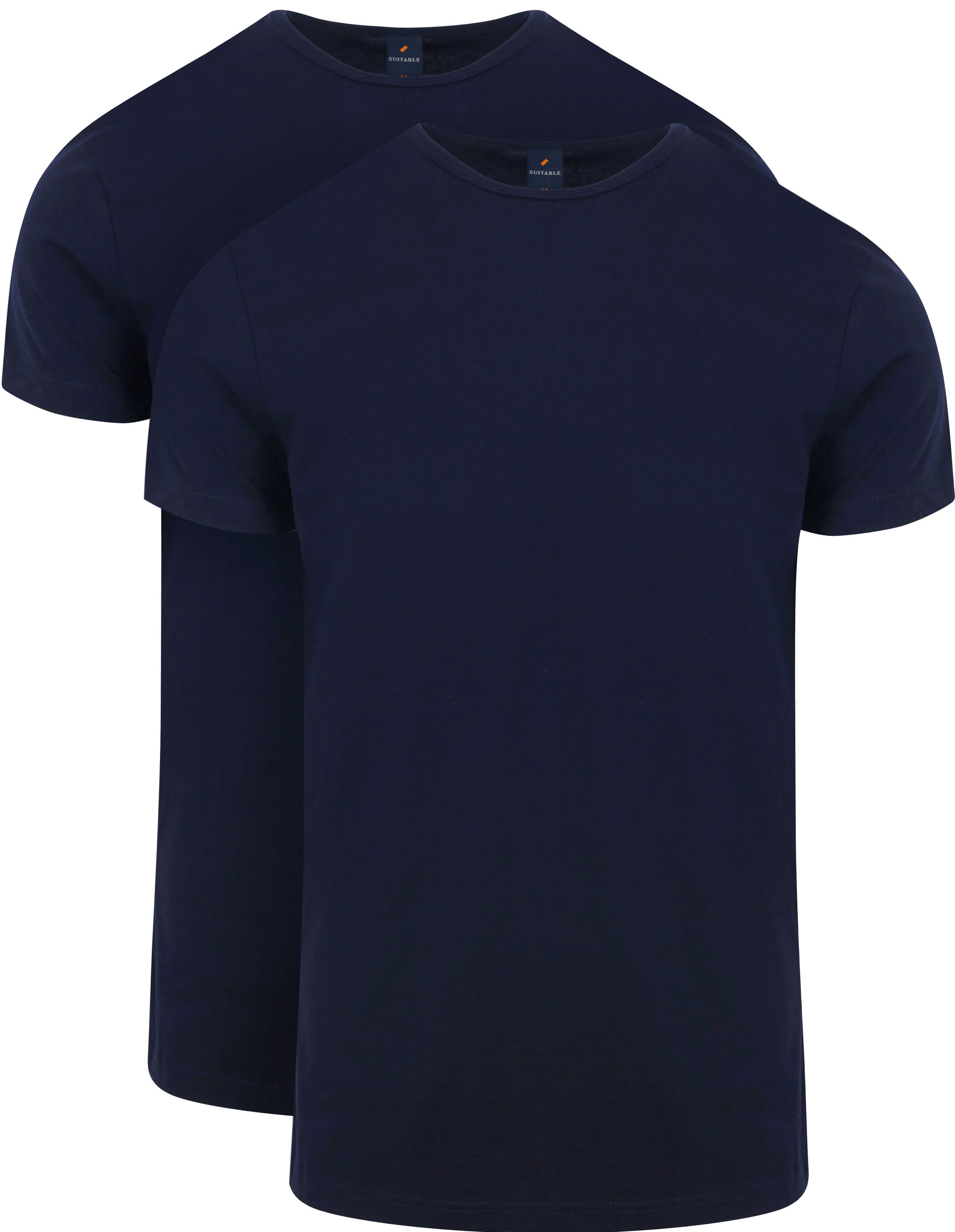 Ota T-Shirt Rundhalsausschnitt Marineblau 2-Pack